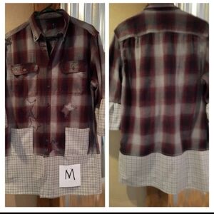 Upcycled Plaid Flannel Duster Shacket Coat M Original